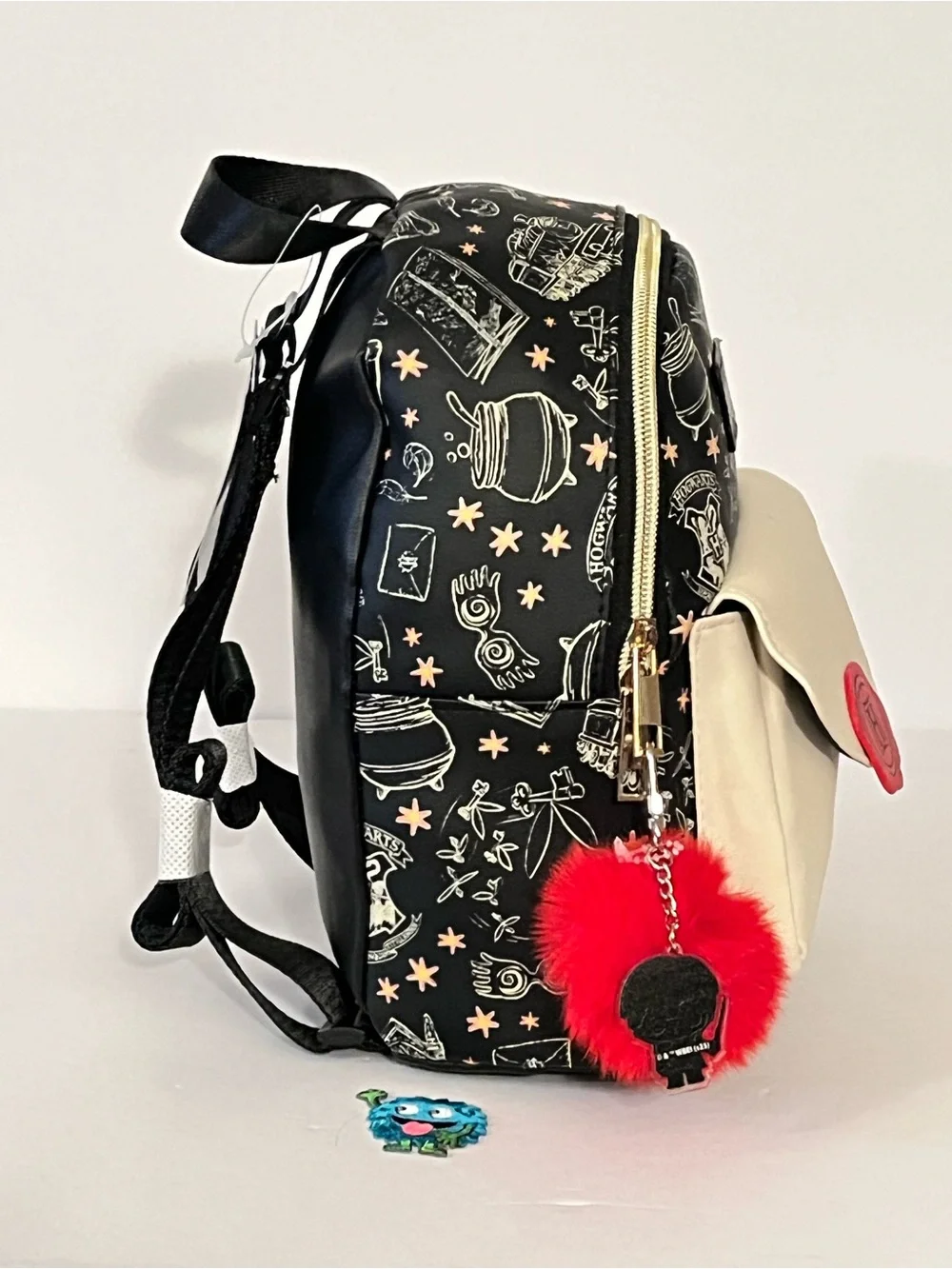 Hogwarts Acceptance Letter Backpack with Red Pom Charm Zipper Pull